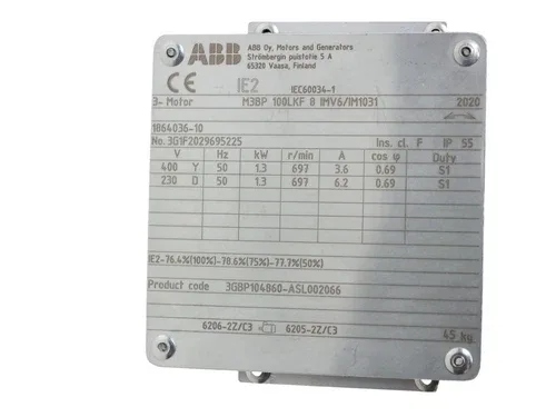 ABB M3BP 100LKF 8 IMV6/IM1031 M3BP100LKF8 Electric Motor 1.3kW 50Hz 697rpm - Unused 3