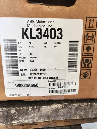 ABB KL3403 Single Phase TEFC Induction AC Motor 1/4HP 115/230V 1725RPM 2