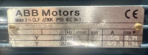 ABB Motor M2VA80B-6 3 Phase Motor Surplus Missing Rear Cover 2