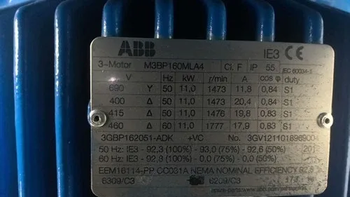 ABB M3BP160MLA4 11 KW AC Motor 1800 RPM 4P 3 Phase 460 V TEFC 60 HZ 2