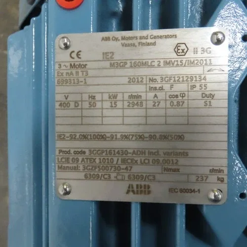 ABB M3GP-160MLC-2 15kW Electric Motor Hazardous Location 2948RPM 400V 3PH 50HZ 2
