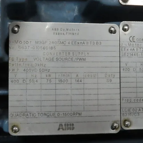 ABB M3GP-280SMC-4-B3 110kW AC Electric Motor 690/400V 50HZ 3PH 1485RPM 280 Frame 4