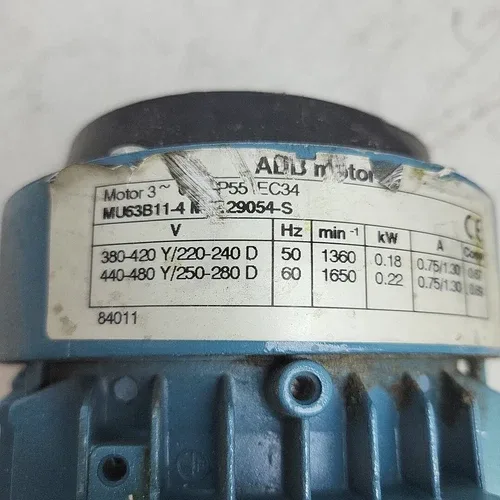 ABB MU63B11-4 MK129054-S Ac Motor with Rossi MR-31-40PC1A Gear Reducer 44 7 2