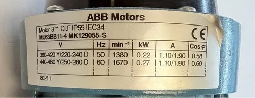 ABB Motori Gear Motor with Gearbox / 0.22/0.27kW / MK129055-S / MU63BB11-4 3