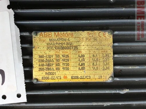 ABB M3Ss121M 4.60 Kw Ac Motor460-580 Volts 1720 Rpm 4P 8.4 Amps 4