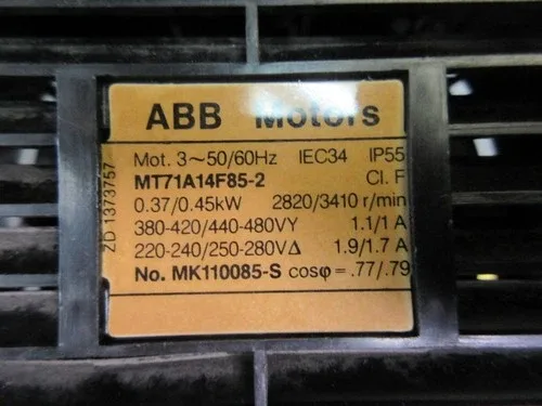 ABB MT71A14F85-2 MK110085-S MOTOR WATER PUMP 0.37/0.45 KW 4