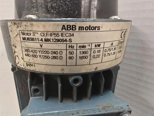 ABB MU63B11-4 22kW AC Motor 1800RPM 4P 3PH 63B 440/480V 2