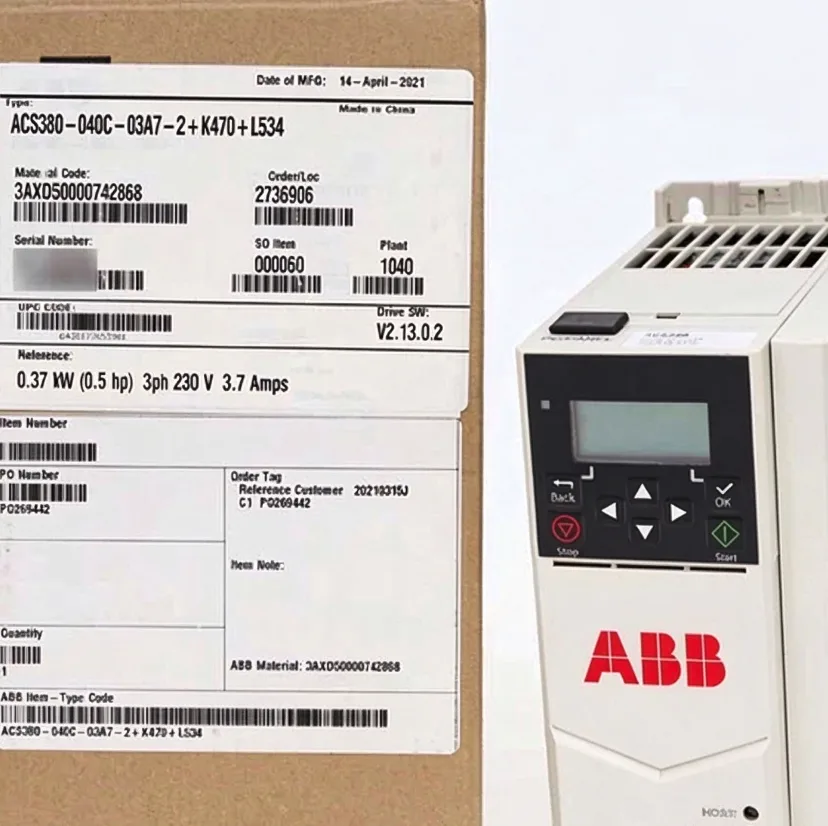 ABB Surplus ACS380-040C-03A7-2+K470+L534 EUC-ABB ACS380 VARIABLE SPEED DRIVE
