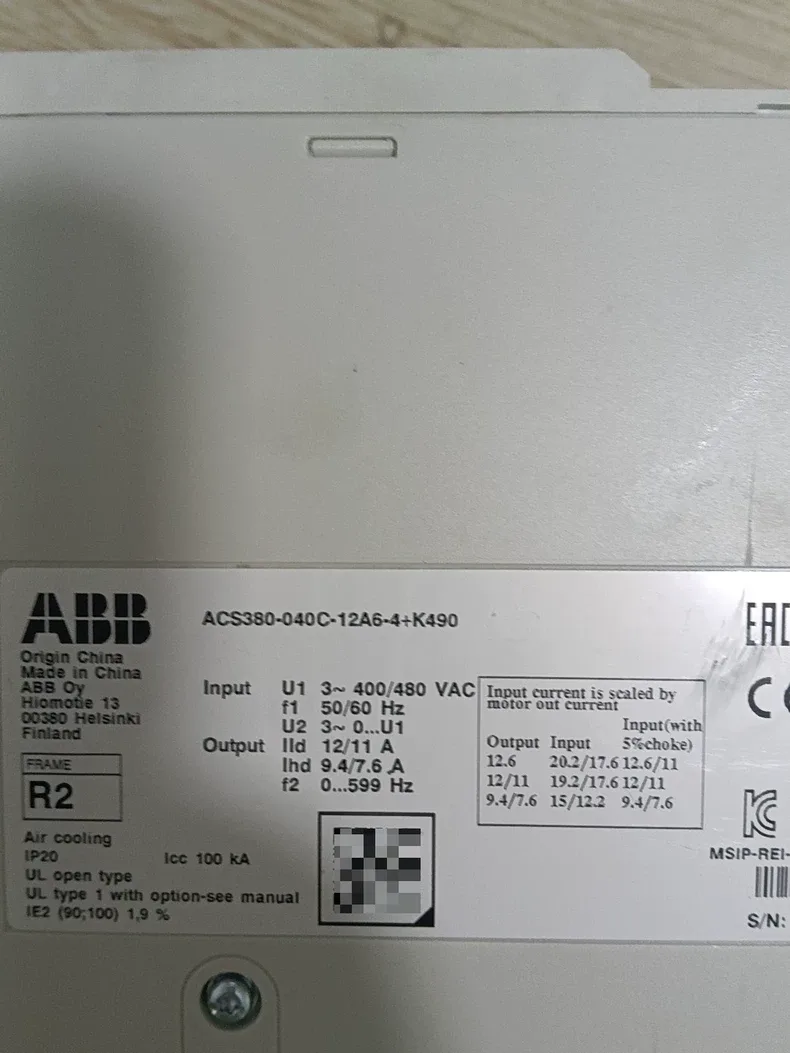 ABB Frequency Drive ACS380-040C-12A6-4+K490 5 HP 400-480v 2