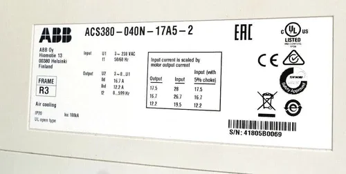 ABB ACS380 Variable Frequency Drive ACS380-040N-17A5-2 3
