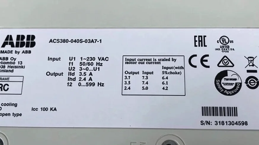 ABB Frequency ACS380-040S-03A7-1 2