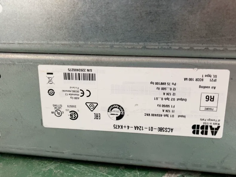 ABB VFD ACS580-01-124A-4 75 KW 100 HP 124A 400/480V BOX 2020 4