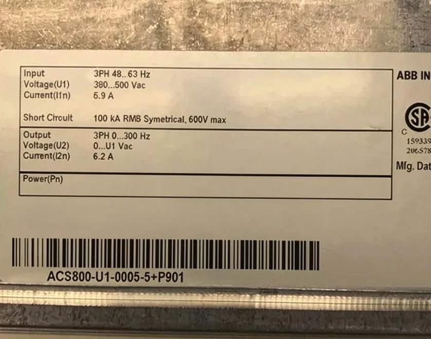 ABB ACS800-U1-0005-5+P901 Variable Frequency