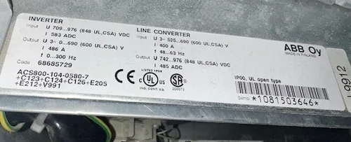 ABB ACS800-104-0580-07+C123+C124+C126+E205+E212+V991 2