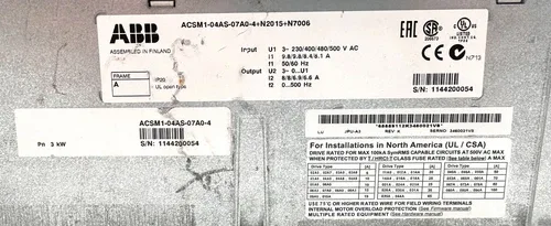 ABB ACSM1-04AS-07A0-4+N2015+N7006 Frequency Inverter - / attn 2