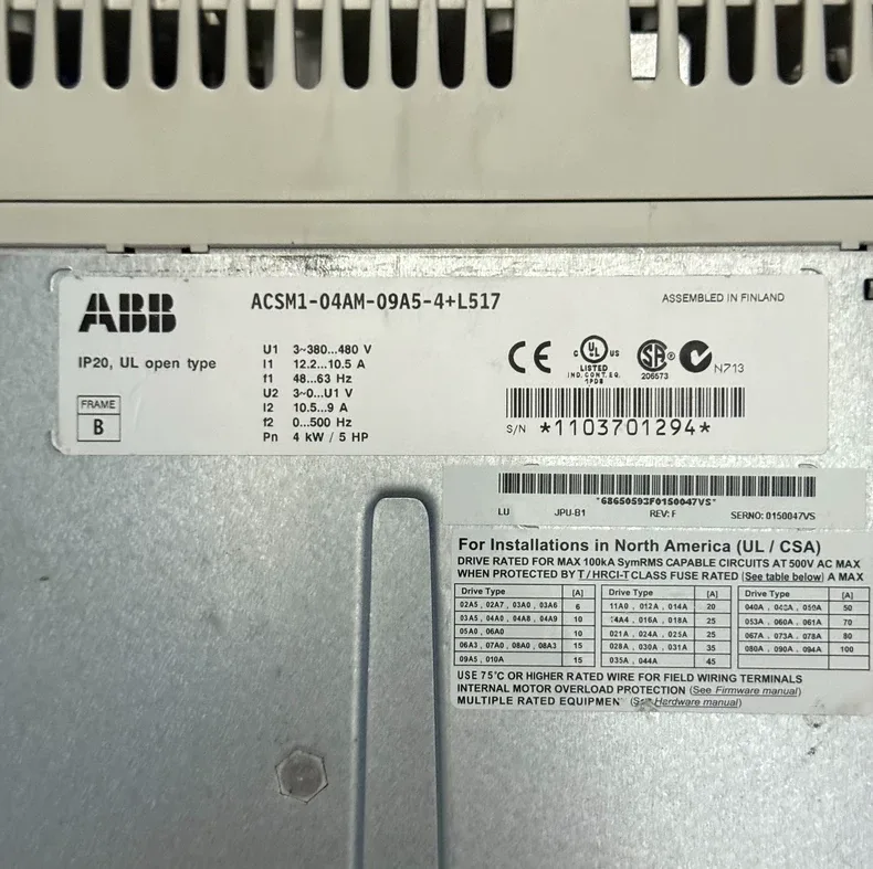 ABB frequency converter ACSM1-04AM-09A5-4+L517 5