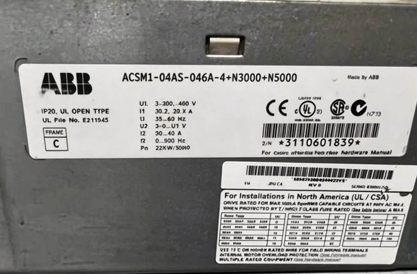 ABB frequency converter ACSM1-04AS-036A-4+N3000+N5000