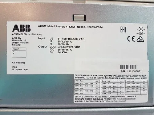 ABB ACSM1-204AR-046A-4+K454+N2003+N7009+P904 +ACSM1-R-MU-E1 +FPBA-01 2